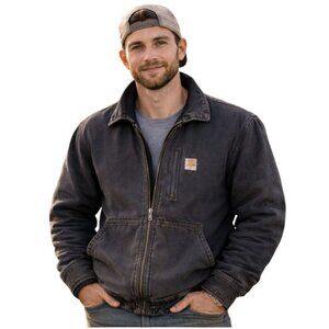 Carhartt Mens Full Swing Work Jacket 2XL Black Canvas Full Zip Collared Classic